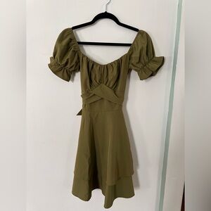 Olive Green Off Shoulder Dress